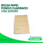 BOLSA PAPEL FONDO CUADRADO 3 KG 32X15X9 50 UNI