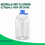 BOTELLA  PET 5 LITROS C/Tapa y ASA 36 Unds