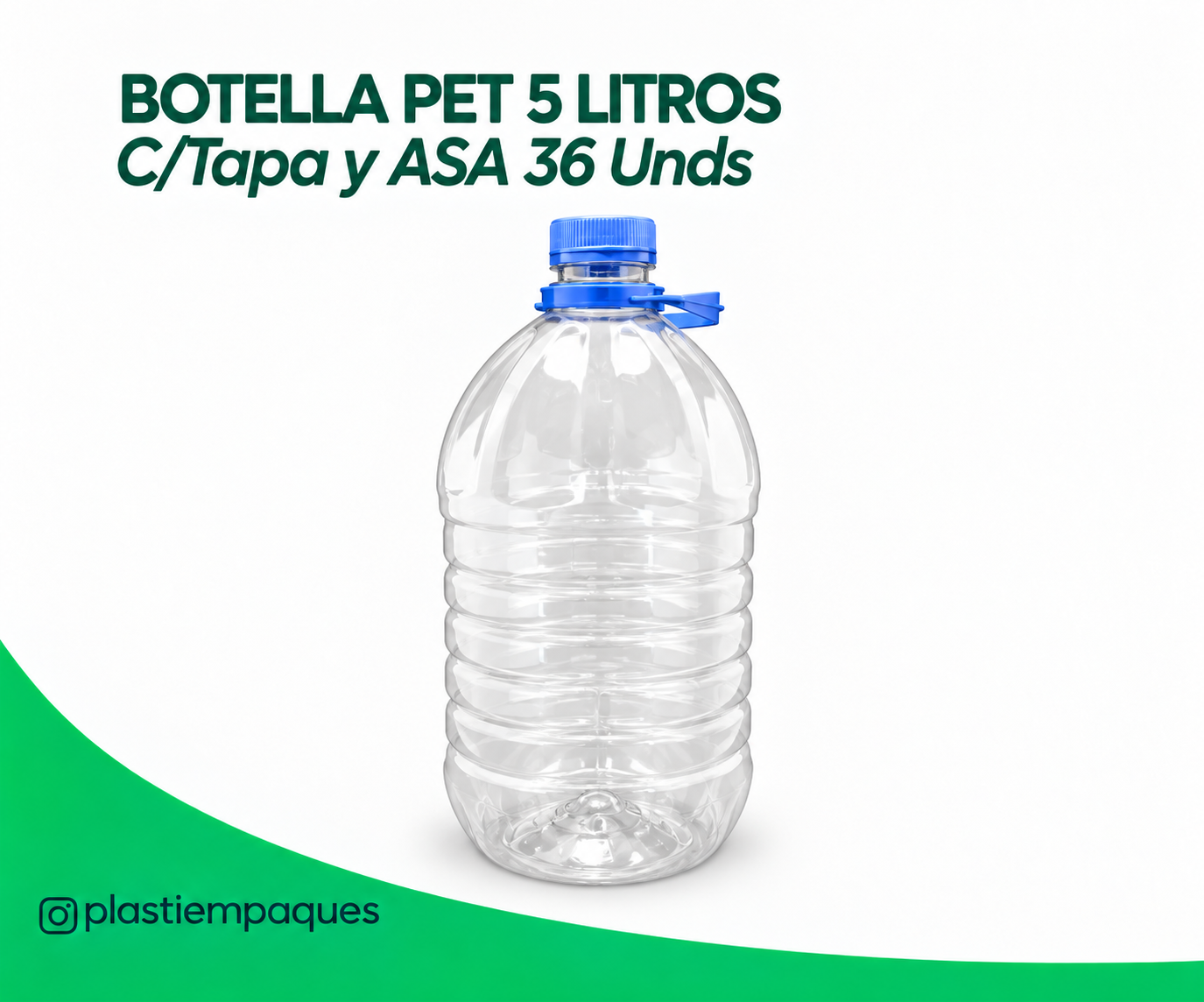 BOTELLA DE 5 LITROS CON ASA BOTELLA PET 5 LITROS C/Tapa y ASA 36 Unds - Imagen 1