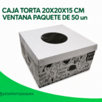 CAJA TORTA 20X20X10 CM VENTANA PAQUETE DE 50 un