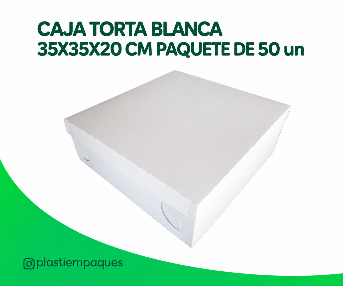 CAJA TORTA BLANCA 35X35X20 CM PAQUETE DE 50 un CAJA TORTA BLANCA 35X35X20 CM PAQUETE DE 50 un - Imagen 1