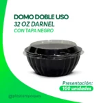 DOMO DOBLE USO 32oz CON TAPA NEGRO 100 UNI