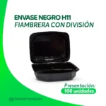ENVASE NEGRO H11 FIAMBRERA CON DIVISIÓN 100 UNI