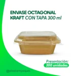 ENVASE OCTAGONAL KRAFT CON TAPA 300mL 300 UNI