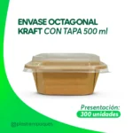 ENVASE OCTAGONAL KRAFT CON TAPA 500 ml 300 UNI