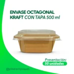 ENVASE OCTAGONAL KRAFT CON TAPA 500 ml 50 UNI