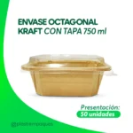 ENVASE OCTAGONAL KRAFT CON TAPA 750 ml 50 UNI