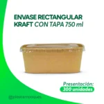 ENVASE RECTANGULAR KRAFT CON TAPA 750 ml 300 UNI