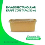 ENVASE RECTANGULAR KRAFT CON TAPA 750 ml 50 UNI