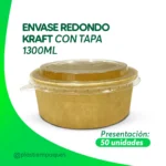 ENVASE REDONDO KRAFT CON TAPA 1300ml 50 UNI