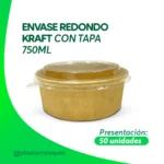 ENVASE REDONDO KRAFT CON TAPA 750ml 50 UNI