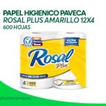PAPEL HIGIENICO PAVECA ROSAL PLUS AMARILLO 12X4 600 HOJAS