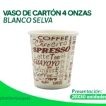 VASO DE CARTÓN 4 ONZAS BLANCO SELVA 20X50 un