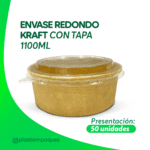 ENVASE REDONDO KRAFT CON TAPA 1100 ml 50 unidades
