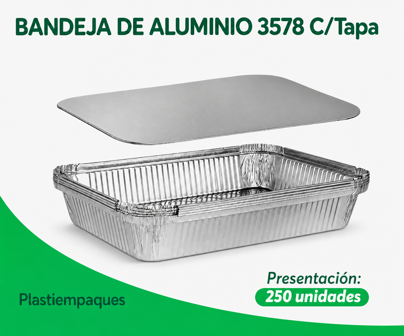 BANDEJA-DE-ALUMINIO-3578-CTapa BANDEJA DE ALUMINIO 3578 C/Tapa Transparente 150 Unds - Imagen 1
