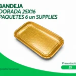 BANDEJA DORADA 25X16 PAQUETES 6 un SUPPLIES
