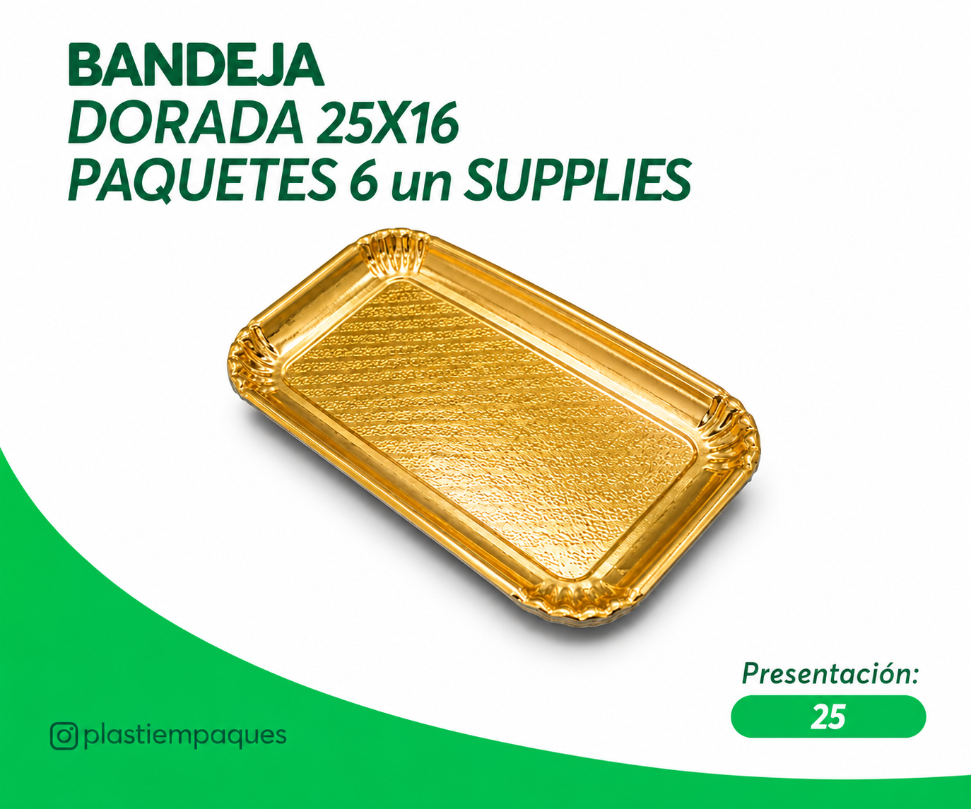 BANDEJA-DORADA-25X16-PAQUETES-6-un-SUPPLIES BANDEJA DORADA 25X16 PAQUETES 6 un SUPPLIES - Imagen 1