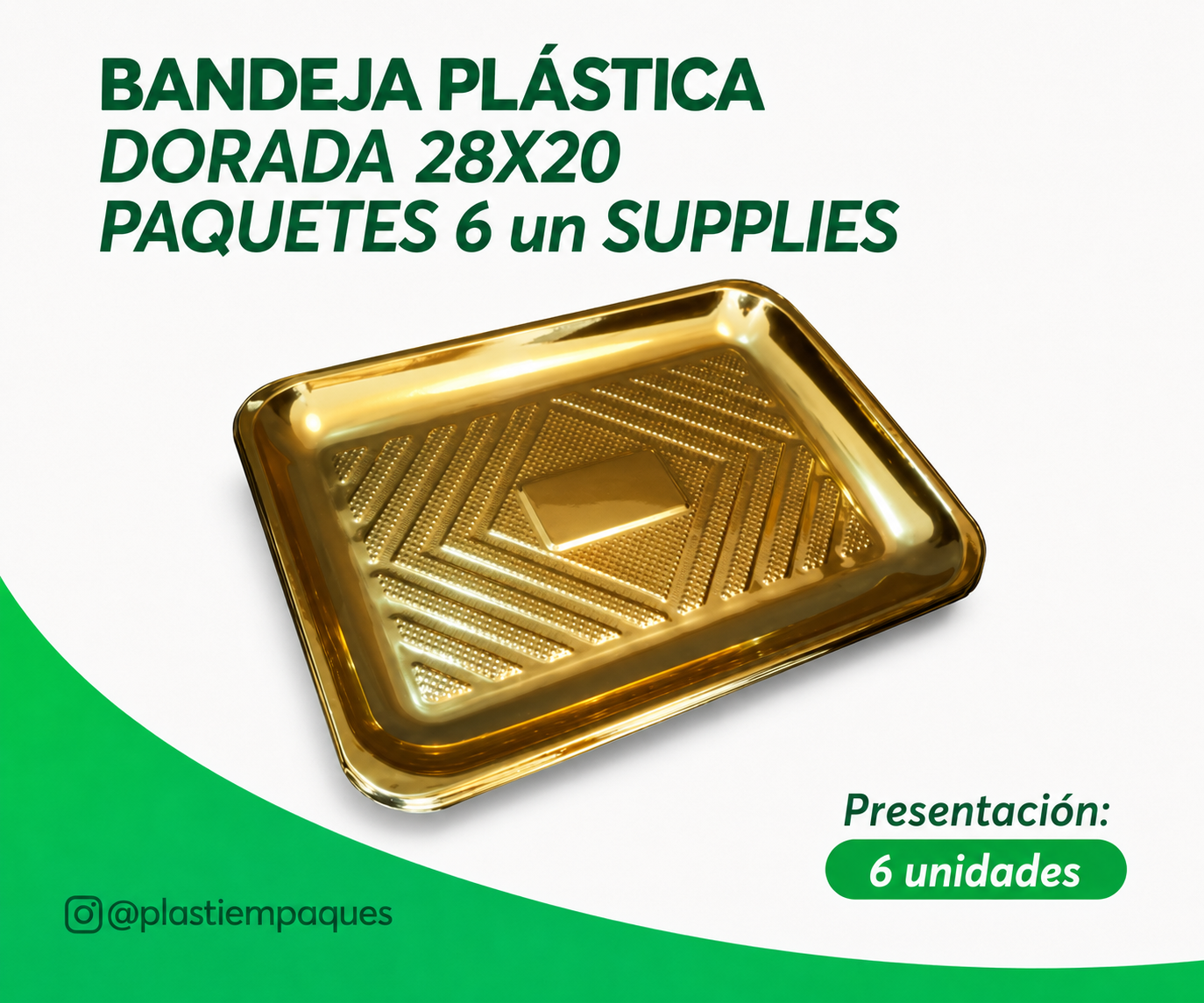 BANDEJA-PLASTICA-DORADA-28X20-PAQUETES-6-un-SUPPLIES BANDEJA PLÁSTICA DORADA 28X20 PAQUETES 6 un SUPPLIES - Imagen 1