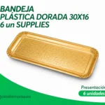BANDEJA PLÁSTICA DORADA 30x16 6 Unds Supplies