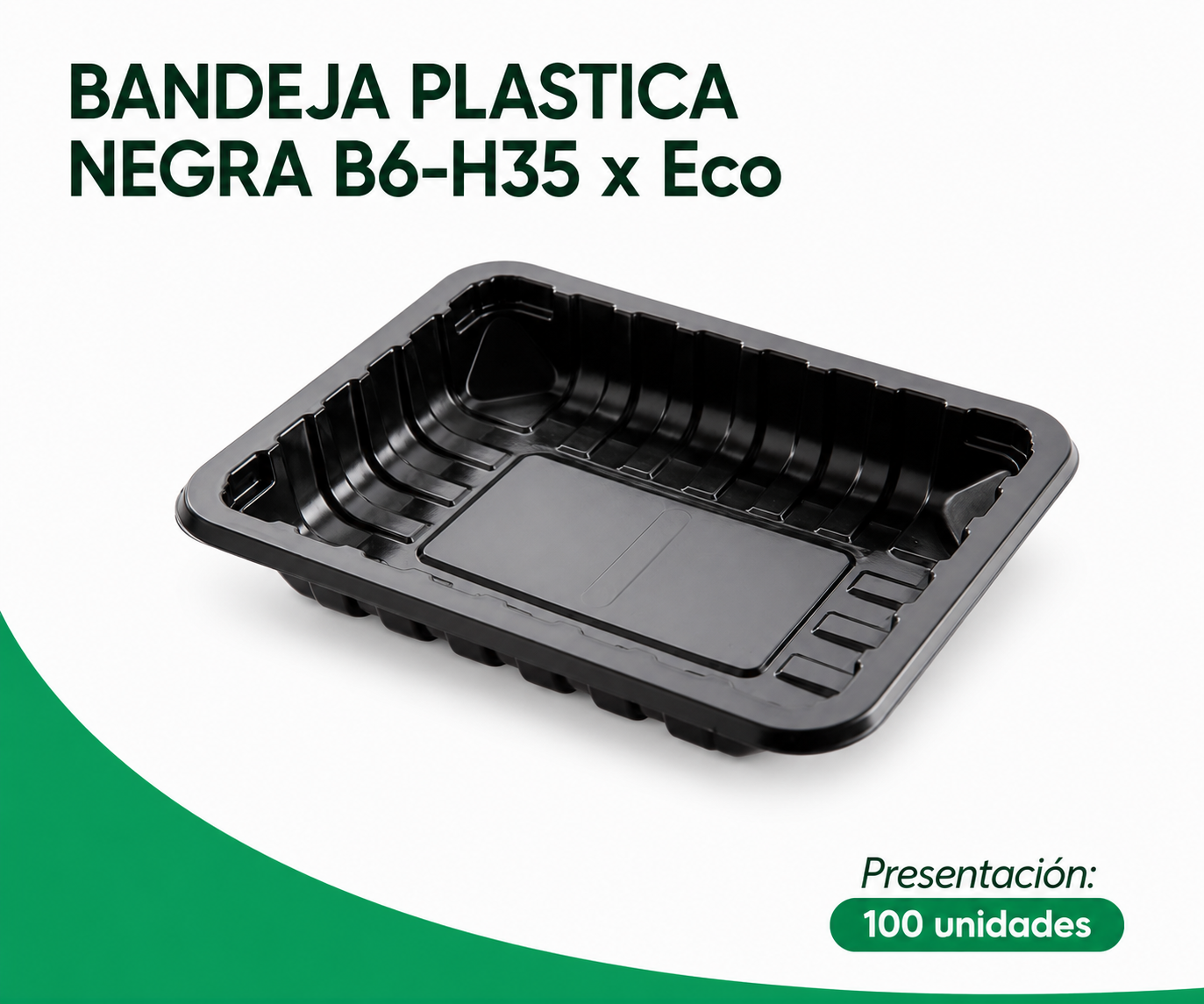 BANDEJA-PLASTICA-NEGRA-B6-H35-x-Eco BANDEJA PLASTICA NEGRA B6-H35 x Eco - Imagen 1