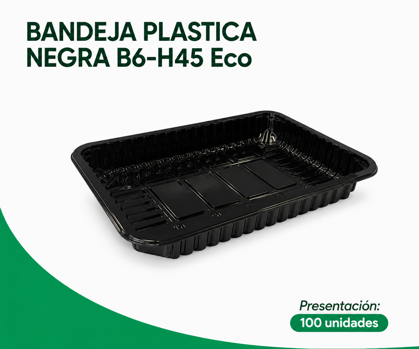 BANDEJA-PLASTICA-NEGRA-B6-H45-Eco BANDEJA PLASTICA NEGRA B6-H45 x Eco - Imagen 1