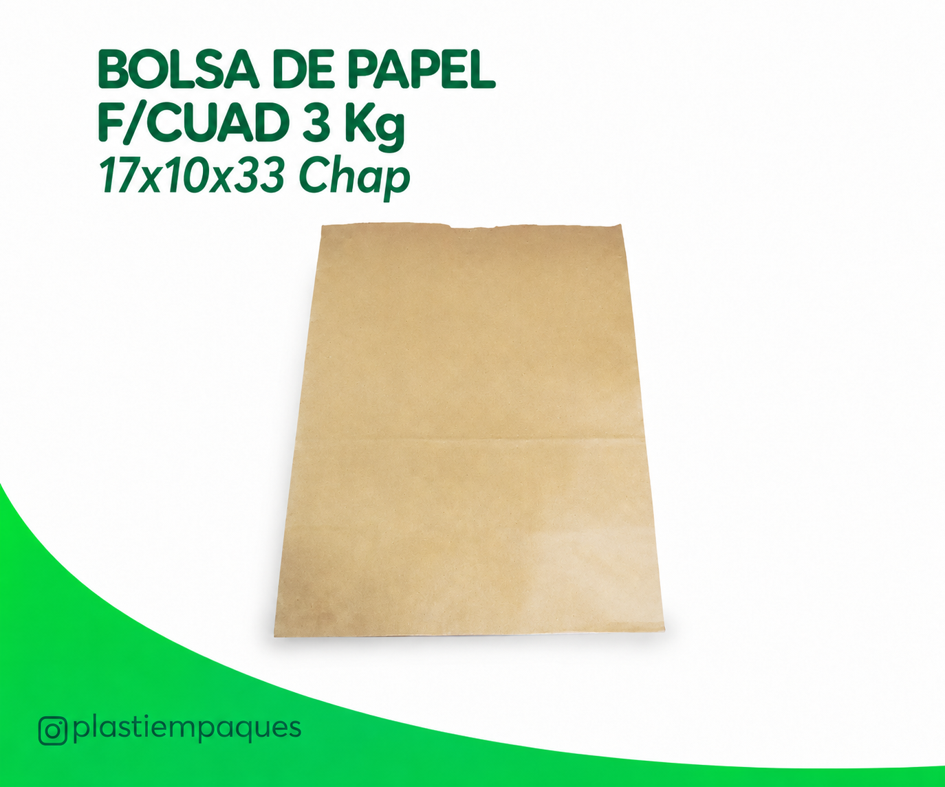 BOLSA-DE-PAPEL-FCUAD-3-Kg-17x10x33-Chap B/ PAPEL F/CUAD 3 Kg 17x10x33 Chap - Imagen 1