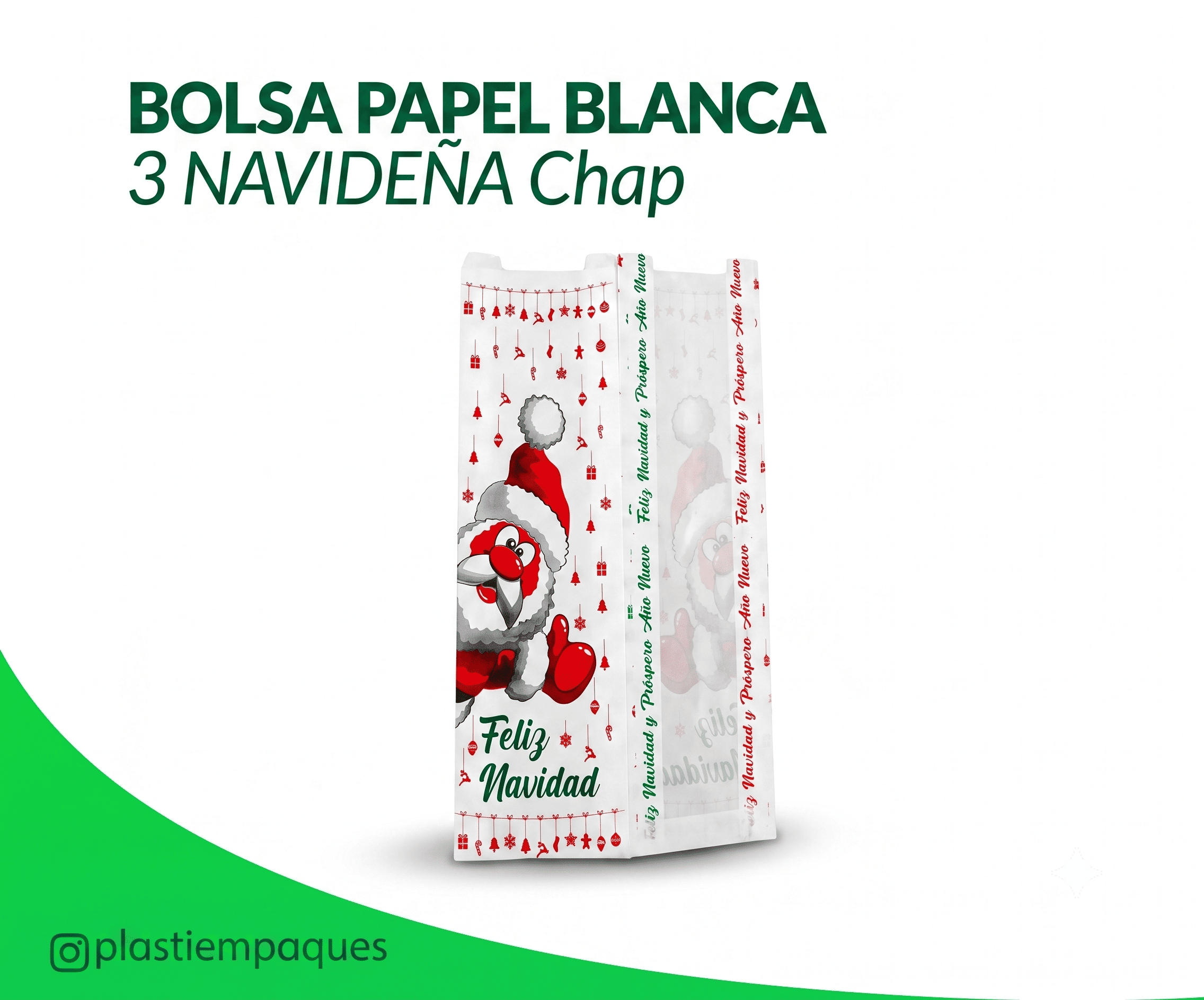 BOLSA-PAPEL-BLANCA-3-NAVIDENA-Chap BOLSA PAPEL BLANCA 3 NAVIDEÑA Chap - Imagen 1