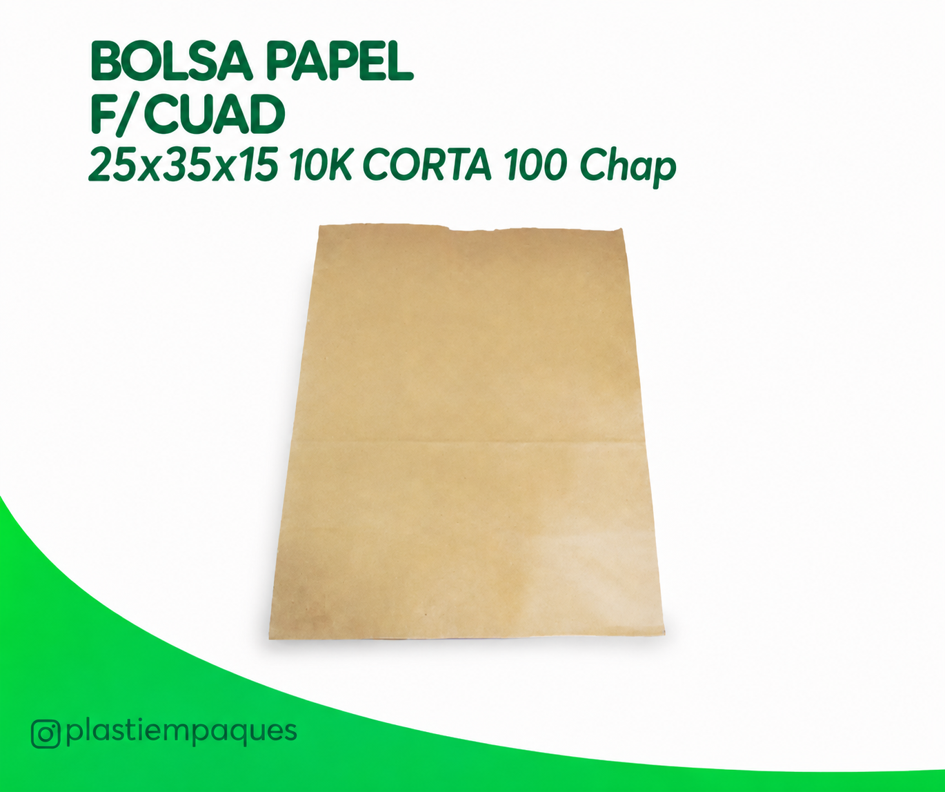 BOLSA-PAPEL-F-CUAD-25x35x15-10K-CORTA-100-Chap B/ PAPEL F/ CUAD 25x35x15 10K CORTA 100 Chap - Imagen 1