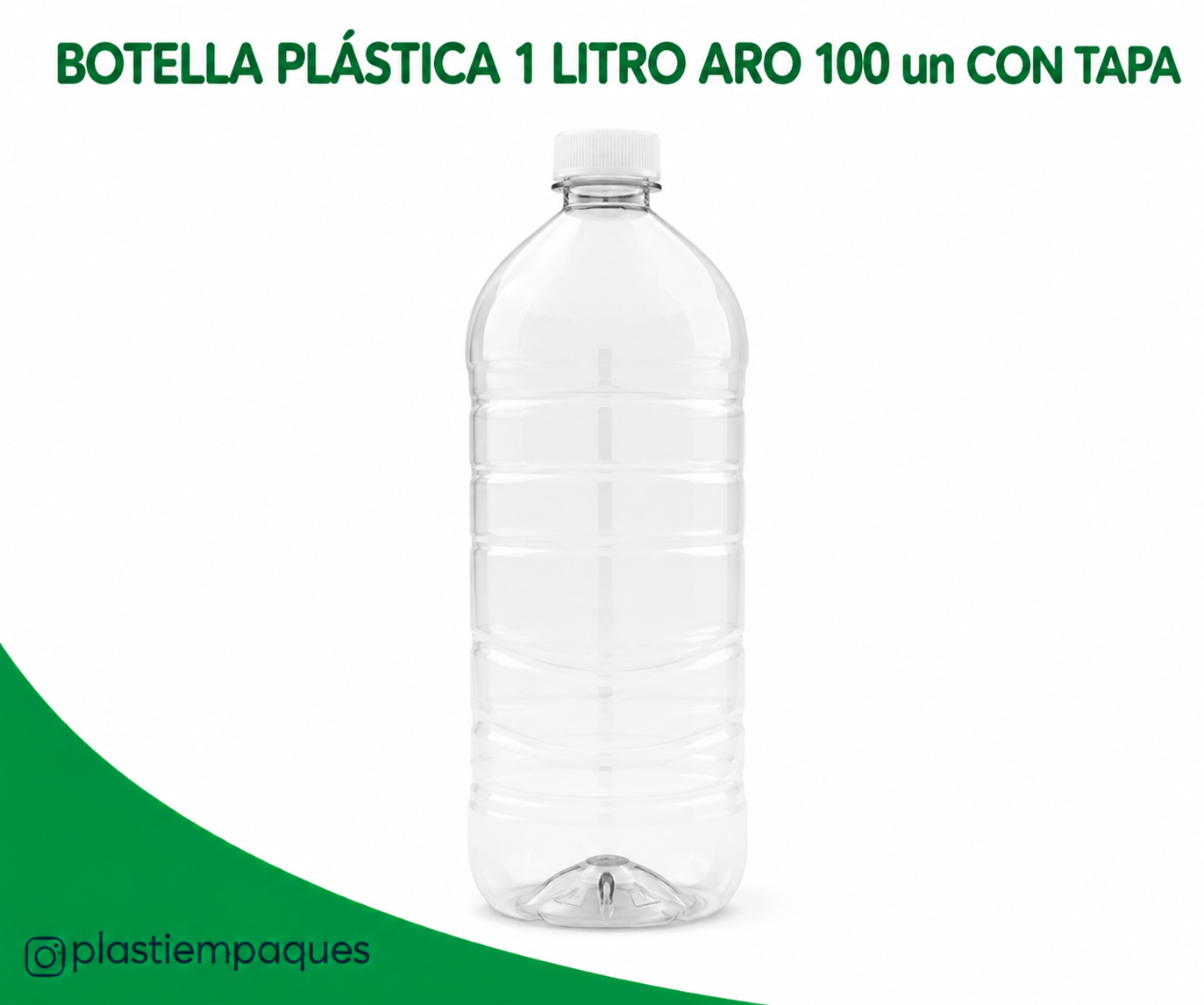 BOTELLA-PLASTICA-1-LITRO-ARO-100-un-CON-TAPA BOTELLA PET 1 LITRO C/Tapa 100 Unds - Imagen 1