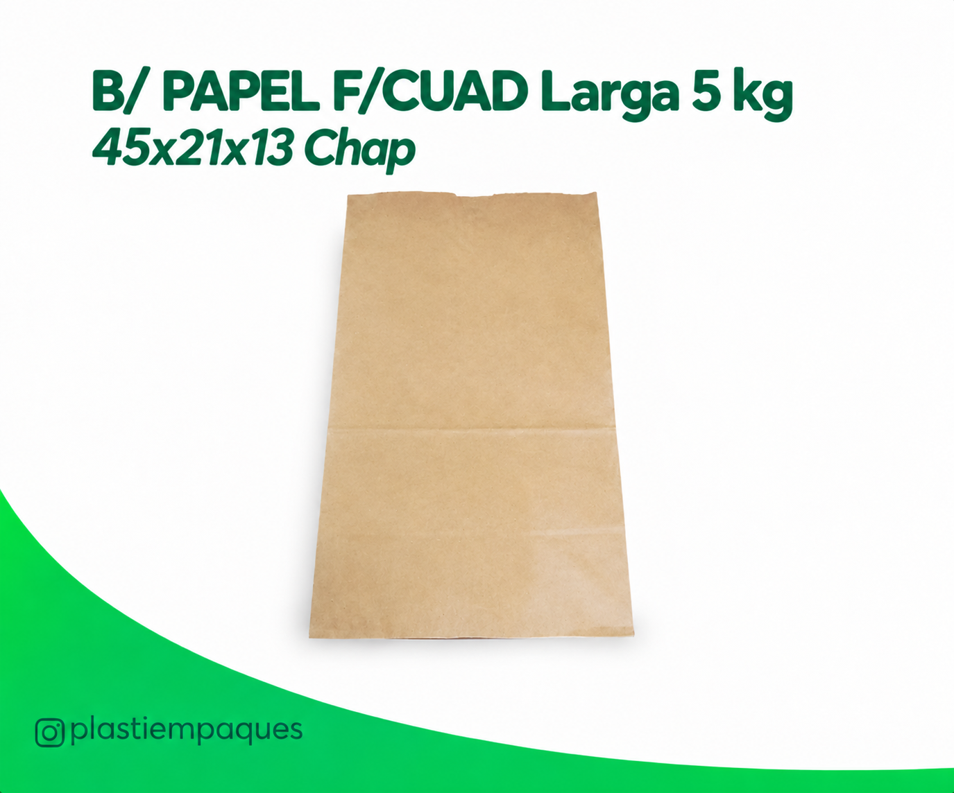 BOLSA PAPEL FONDO CUADRADO Bolsa de Papel Fondo Cuadrado Larga 5 kg 45x21x13 Chap - Imagen 1
