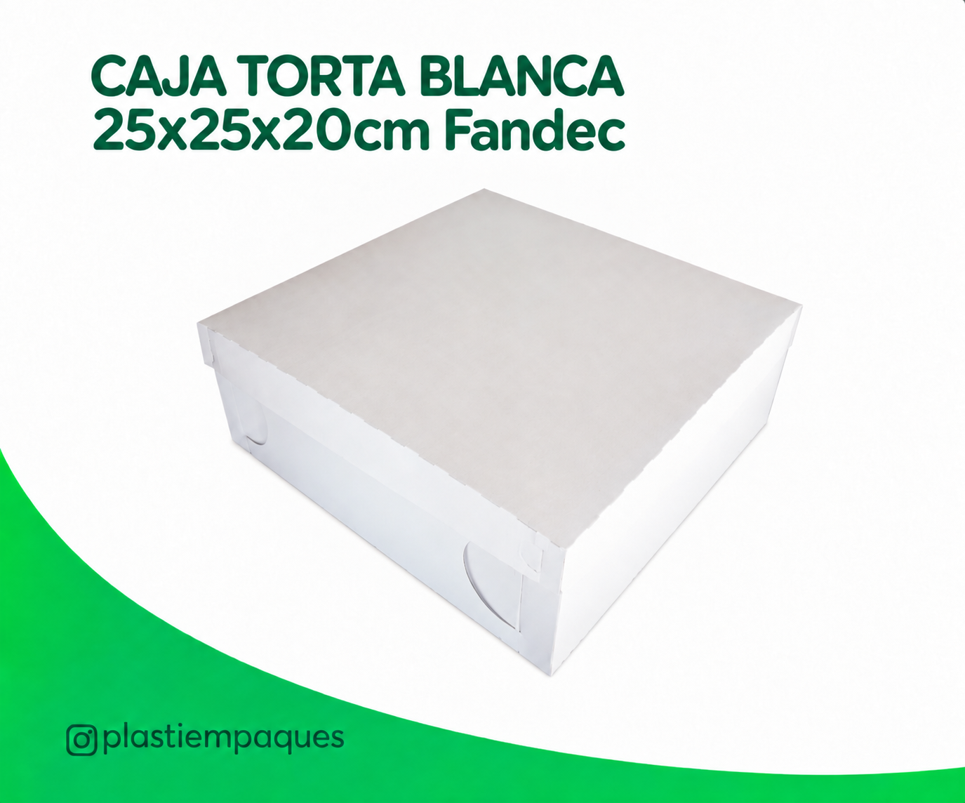CAJA TORTA BLANCA 25x25x20cm Fandec CAJA TORTA BLANCA 25x25x20cm Fandec - Imagen 1