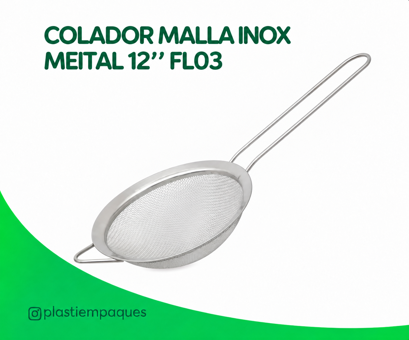 COLADOR MALLA INOX MEITAL 12″ FL03 COLADOR MALLA INOX MEITAL 12" FL03 - Imagen 1