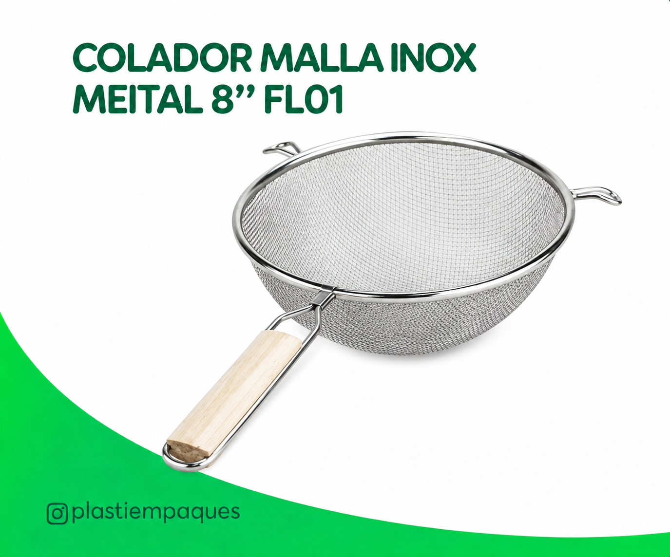 COLADOR MALLA INOX MEITAL 8″ FL01 COLADOR MALLA INOX MEITAL 8" FL01 - Imagen 1