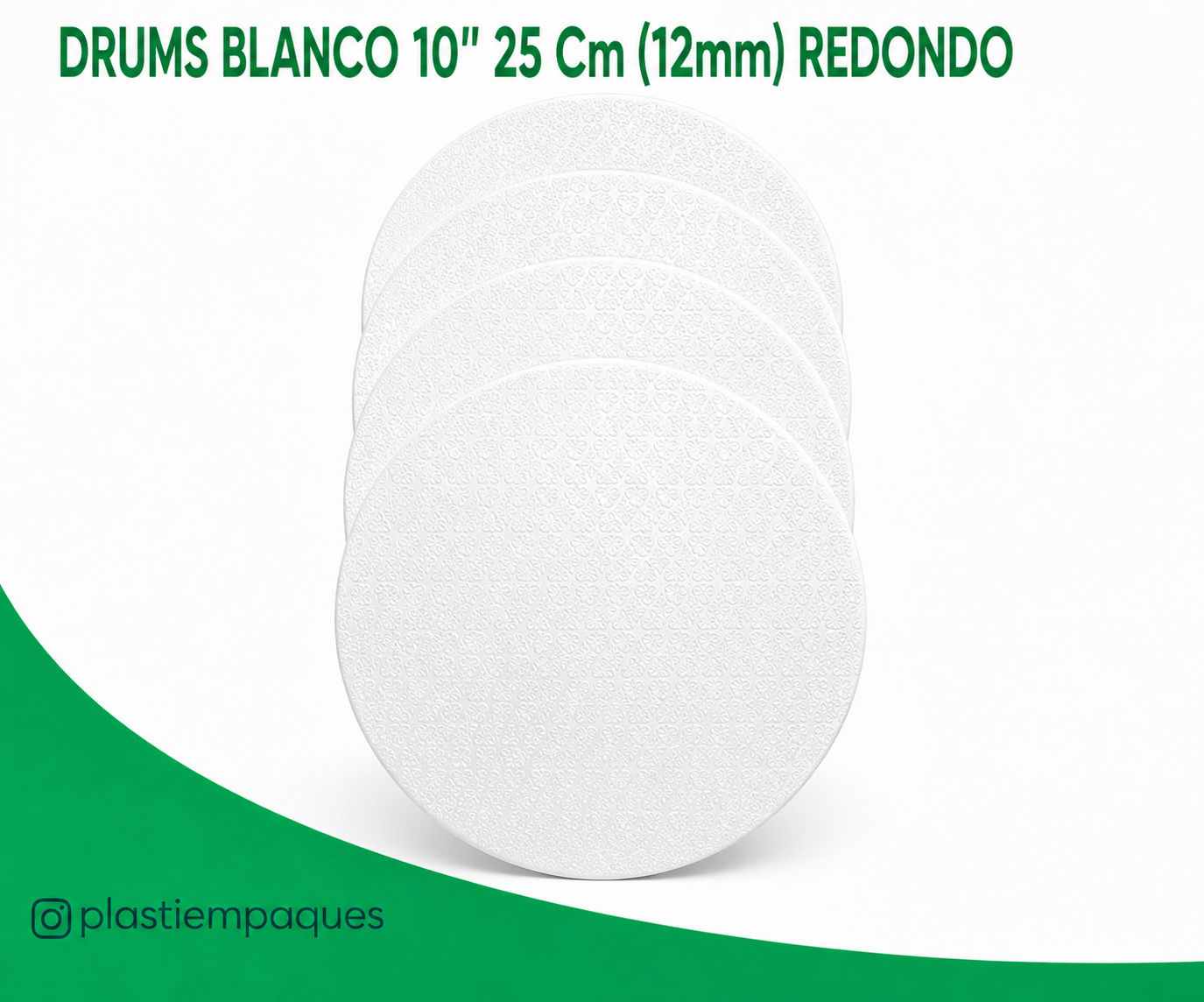 DRUMS-BLANCO-10-25-Cm-12mm-REDONDO DRUMS BLANCO 10" 25 Cm (12mm) REDONDO - Imagen 1