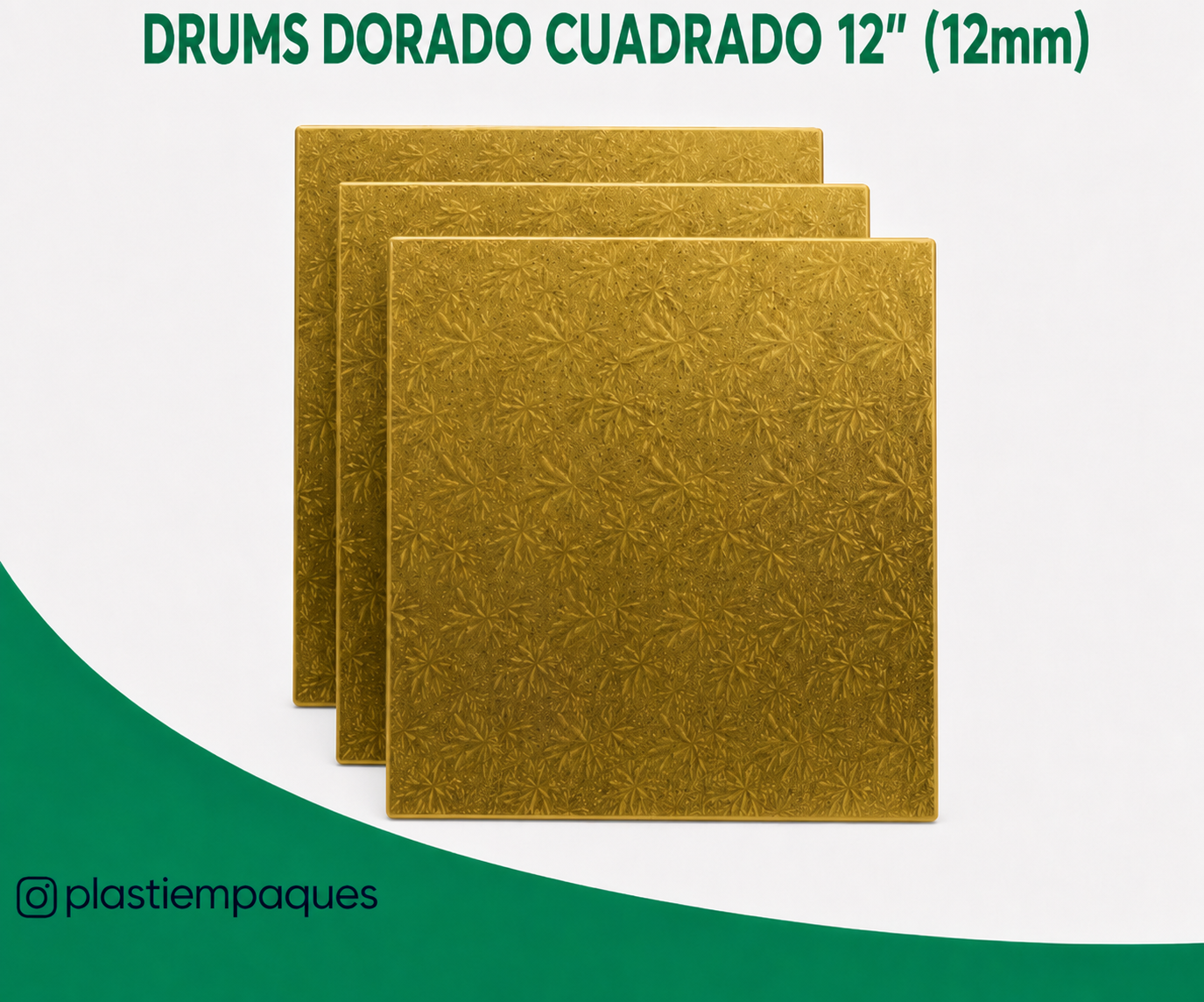 DRUMS-DORADO-CUADRADO-12-12mm DRUMS DORADO CUADRADO 12` `` (12mm) - Imagen 1