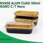 ENVASE ALUM CUAD 150ml NEGRO C/T Nora