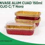 ENVASE ALUM CUAD 150ml ROJO C/T Nora