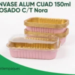 ENVASE ALUM CUAD 150ml ROSADO C/T Nora