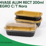 ENVASE ALUM RECT 200ml NEGRO C/T Nora