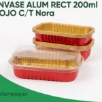 ENVASE ALUM RECT 200ml ROJO C/T Nora