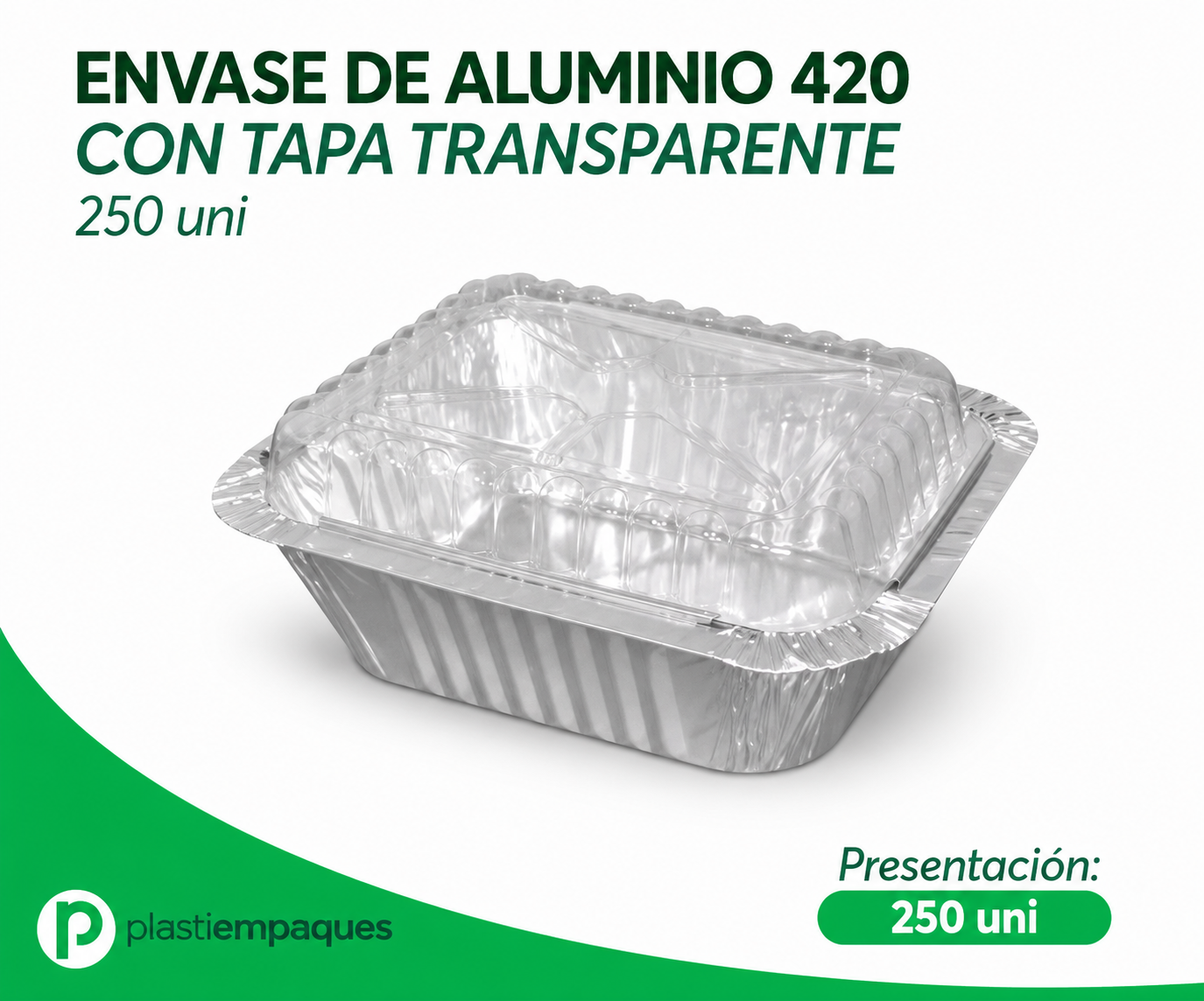 ENVASE-DE-ALUMINIO-420-CON-TAPA-TRANSPARENTE-250-uni ENVASE DE ALUMINIO 420 CON TAPA TRANSPARENTE 250 un - Imagen 1