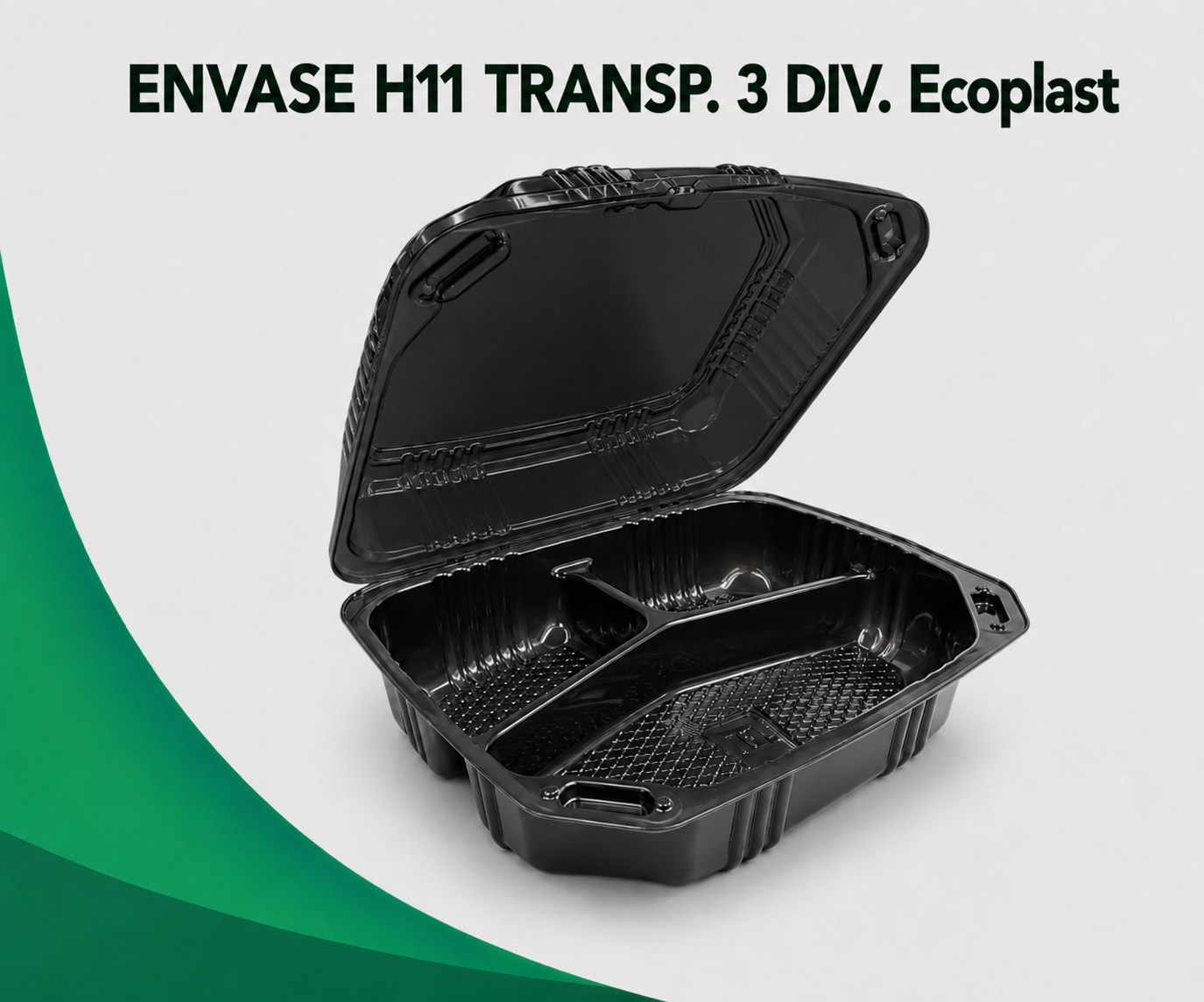 ENVASE-H11-TRANSP.-3-DIV.-Ecoplast ENVASE H11 TRANSP. 3 DIV. Ecoplast 100 Unds - Imagen 1