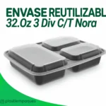 ENVASE REUTILIZABLE 32.Oz 3 Div C/T Nora