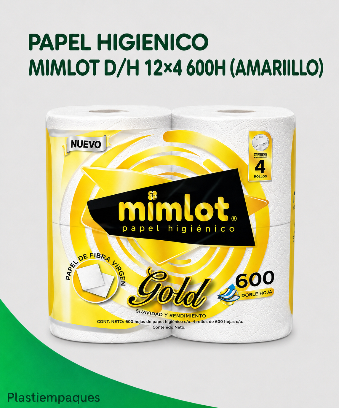 PAPEL-HIGIENICO-MIMILOT-AMARILLO- PAPEL HIGIENICO MIMLOT D/H 12x4 600H AMARIILLO - Imagen 1
