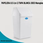 PAPELERA 8.5 Lts C/TAPA BLANCA 3033 Manaplas