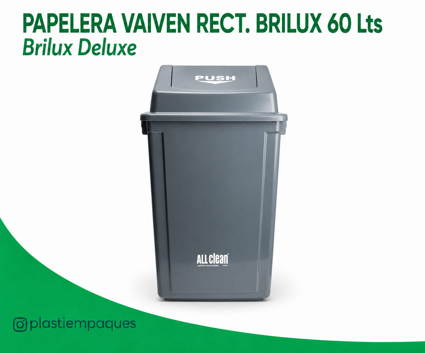 PAPELERA-VAIVEN-RECT.-BRILUX-60-Lts PAPELERA VAIVEN RECT. BRILUX 60 Lts - Imagen 1