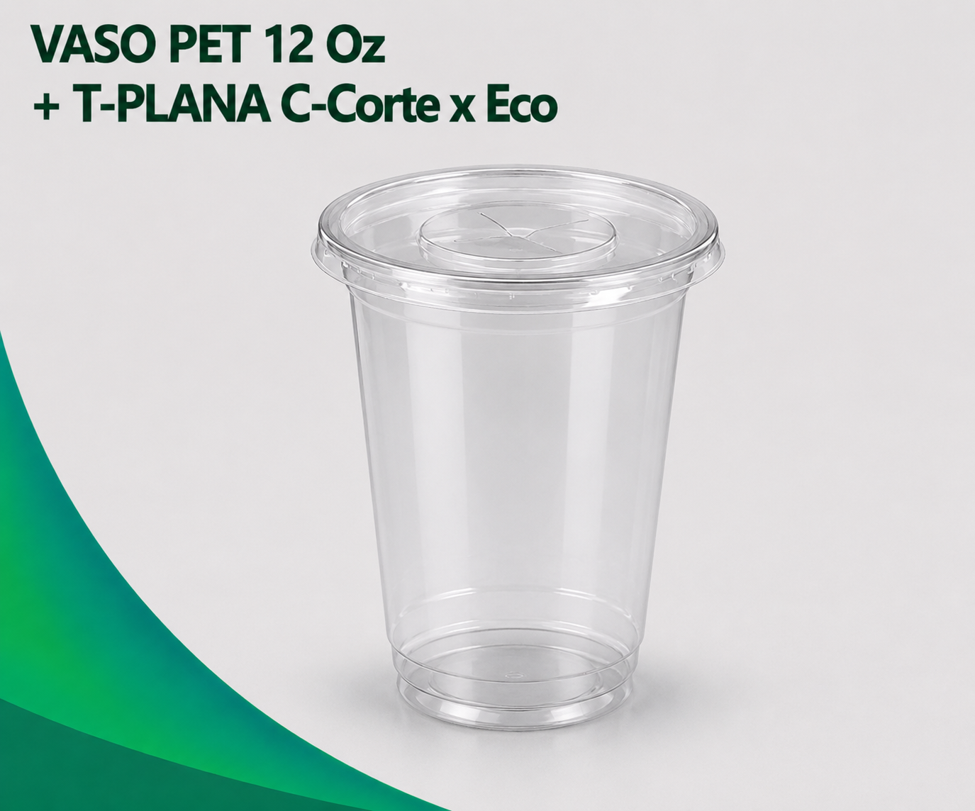 VASO-PET-12-Oz-T-PLANA-C-Corte-x-Eco VASO PET 12 Oz + T-PLANA C-Corte x Eco - Imagen 1
