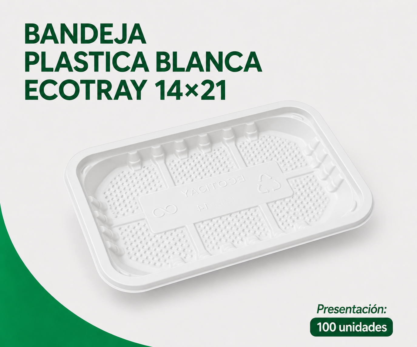 bandeja-plastica-blanca-ecotray-1421 BANDEJA PLASTICA BLANCA ECOTRAY 14x21 - Imagen 1