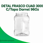 FRASCO CUAD 3000 C/Tapa Darnel 96Oz