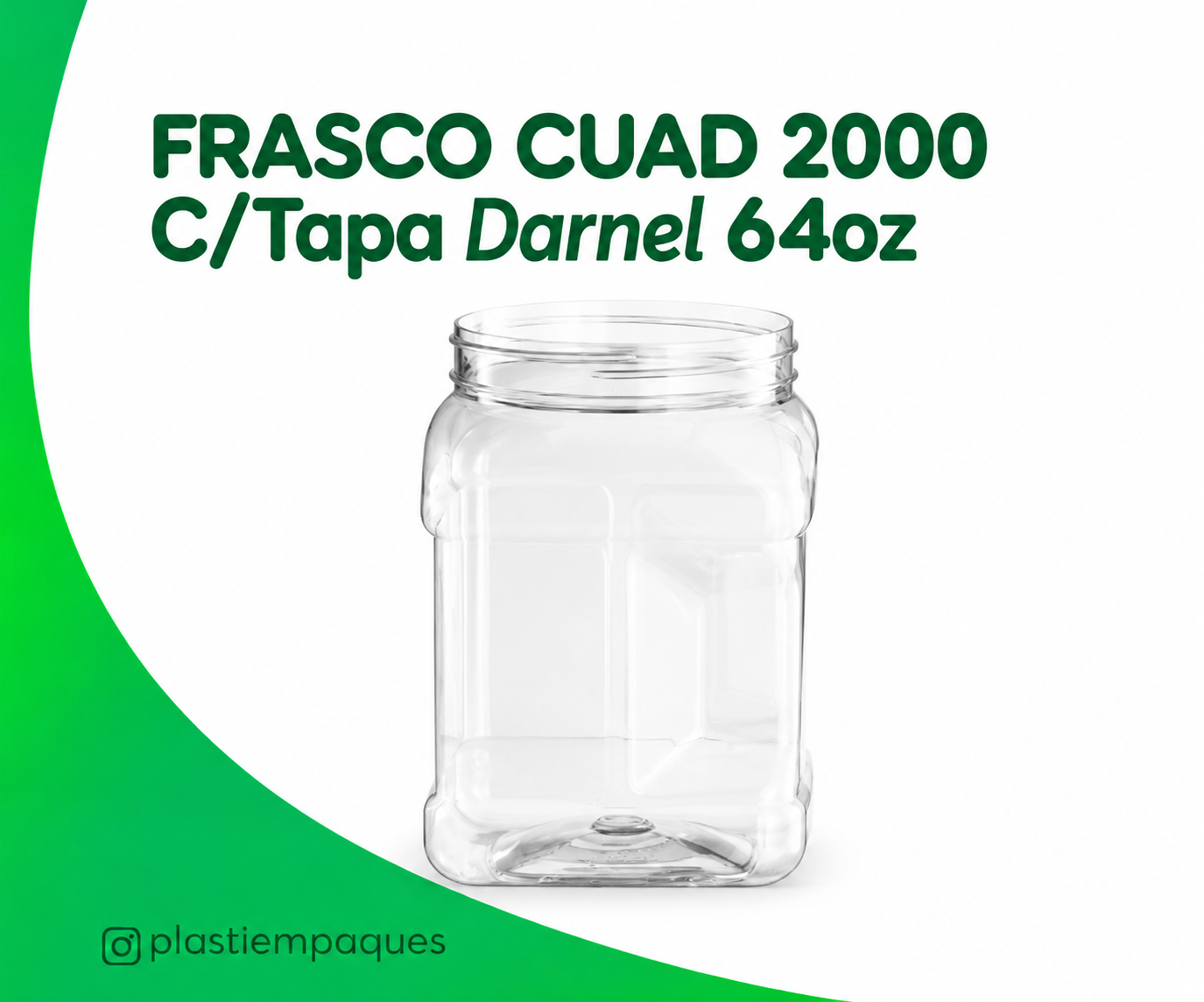 FRASCO-CUAD-2000-CTapa-Darnel-64oz FRASCO CUAD. 2000 C/Tapa Darnel 64oz - Imagen 1